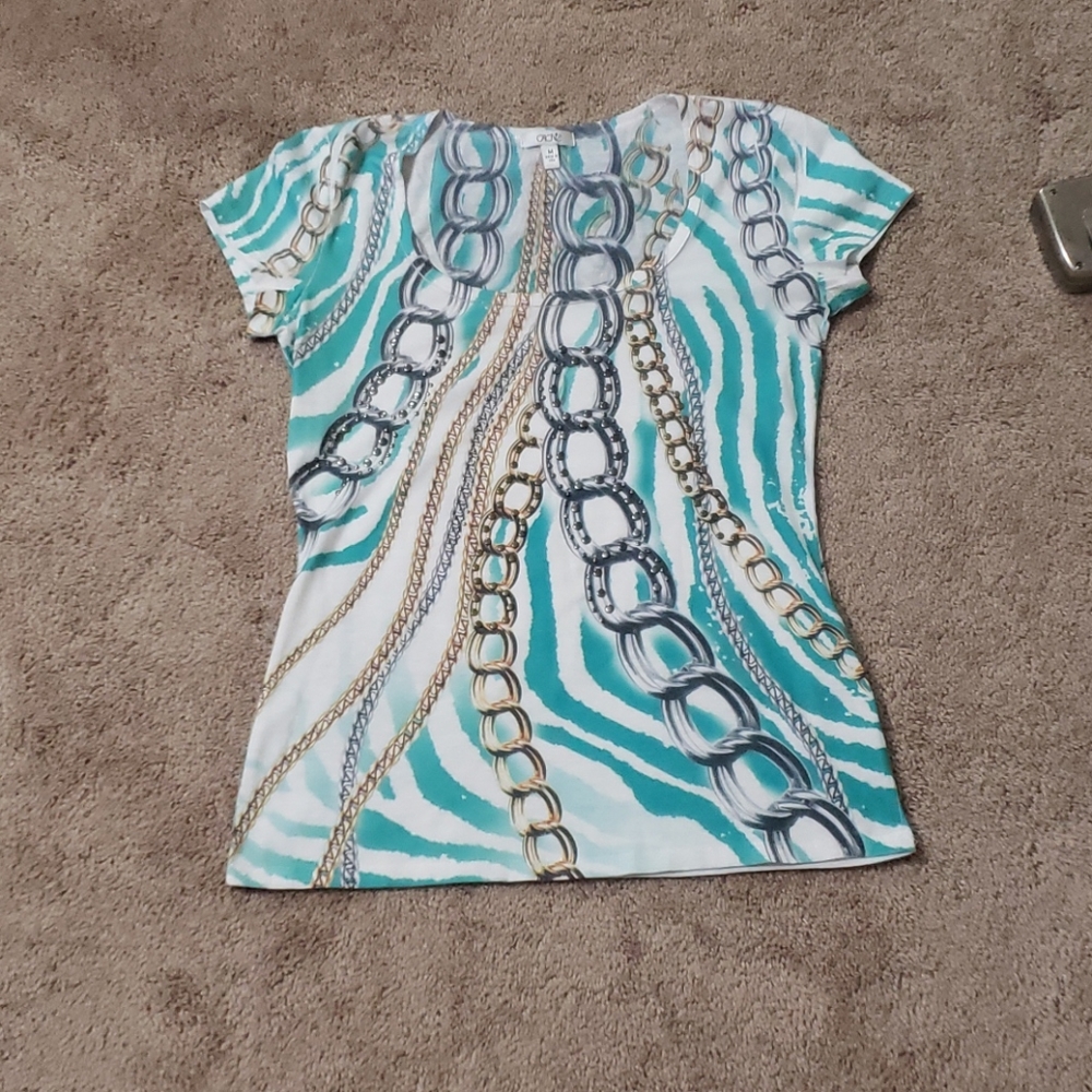 {Cache} M Chain Pattern Metal Detail Scoop Neck E… - image 5